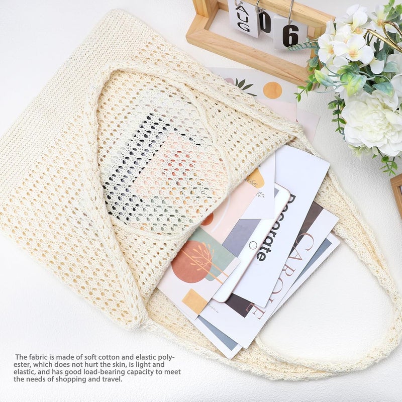 Hatisan Crochet Bags for Women - Summer Beach Tote, Aesthetic Hippie Knit Bag - Image 3